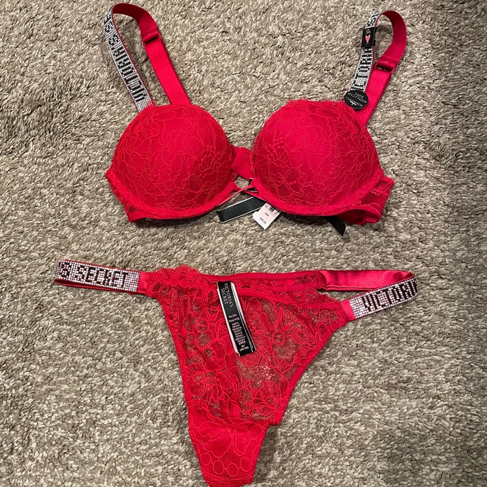 Victoria’s Secret Red Push-up Bra with Panties